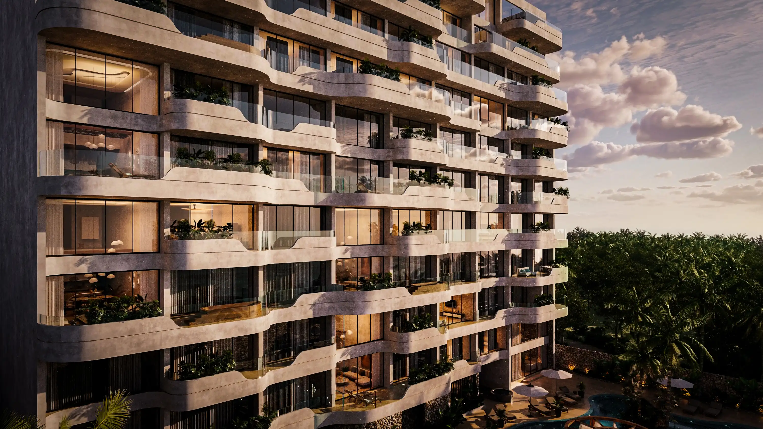 Edificio de departamentos de lujo Rhevo en la costa yucateca