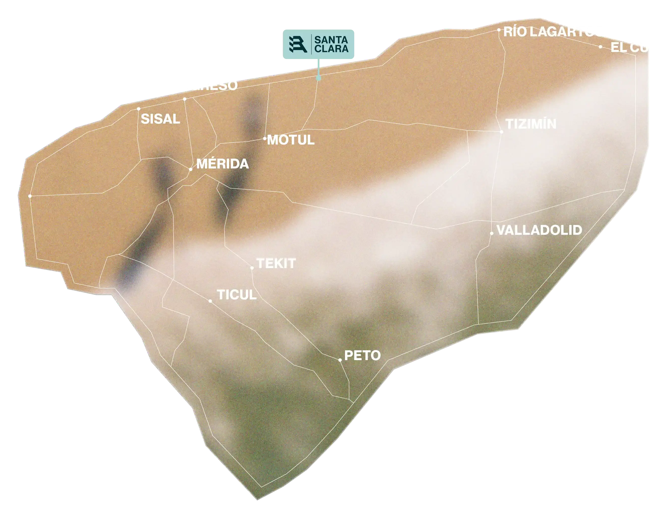 Mapa de ubicación de Rhevo en Santa Clara, Yucatán